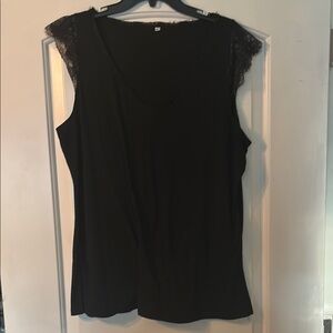 Black Lace Trim Women's Top